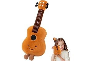 KASTWAVE Cute Guitar Musical Instrument Plush Toy Doll for Kids & Adults, Soft Stuffed Guitar Pillow & Desktop Ornament, Whimsical Music Theme Cuddle Buddy for Bedroom Decor, Stress Relief Gift