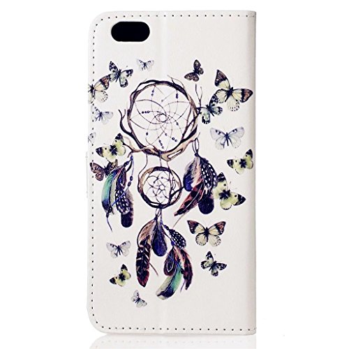 MUTOUREN Schutzhülle Case für iphone 6 6S (4.7 Zoll) Prägung Blumen Geprägte indische Mandala Muster Buch-Stil Bookstyle Handyhülle Schutzhülle Taschen Anti-scratch Bumper et Shock Absorption Magnetverschluss Magnet Etui + Metall Touch-Pen, Traumfänger und Schmetterling - 3