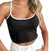Produktbild Hirolan Frau Einstellbar Schulter Riemen Runden Hals Ärmellos Ernte Oben Damen Bauchfrei Tops Crop Neckholder Sommer Tank Oberteile Vest Schulterfrei Trägerlos Slim Fit Weste (M, Schwarz)