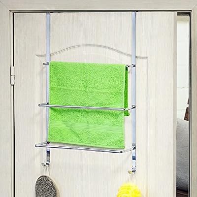 ArtMoon Luck Porte-Serviettes sur Porte de 3 Niveaux avec 2 Crochets en Acier Chromé 49X10.6X54cm