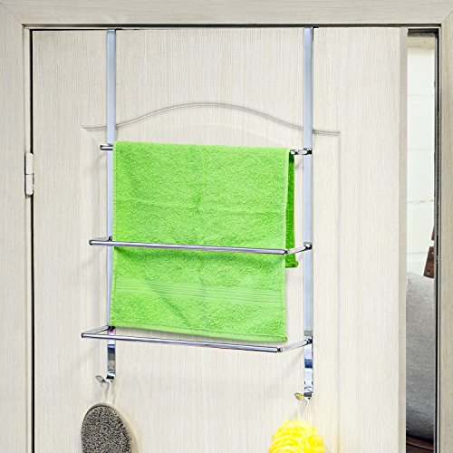 ArtMoon Luck über Tür 3-Tier Handtuchhalter mit 2 Haken Stahl verchromt 49X10.6X54cm