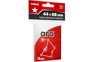 Asmodee, Fundas para tarjetas (44 x 68 mm) "Mini European Medium" Ara, 100 unidades