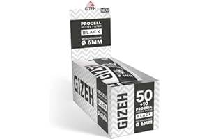 ‎GIZEH GIZEH ProCell BLACK Active Filter - Aktivkohlefilter slim 6 mm Durchmesser mit innovativen Papierkappen - Filter mit 27 mm Länge im 10er Pack á 60 Filter