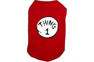 SUEOSU Dog Shirts for Pet Clothes Soft Breathable Puppy Shirts Pop Culture Thing 1 to Thing 9 Printed Pet T-Shirt (Large, RED-1)