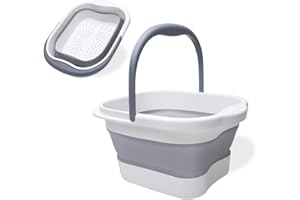 PAAOROARU Fußbad Fussbad, Faltbare Tragbare Fußbadewanne mit Griff, Fussbadewanne mit Massage, 480 Massageknoten - Grau