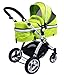 i-Safe System - Lime Trio Travel System Pram & Luxury Stroller 3 in 1 Complete With Car Seat