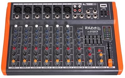 Ibis MX801 Table de Mixage Musique à 8 USB Noir