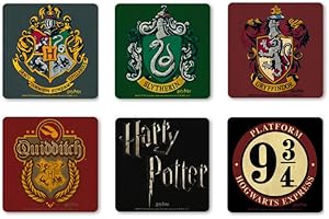 Film - Harry Potter - Colegio Hogwarts de Magia y Hechicería - Juego de Posavasos de Nevera - Juego de 6 Coaster - Multicolor - Diseño Original con Licencia - Logoshirt