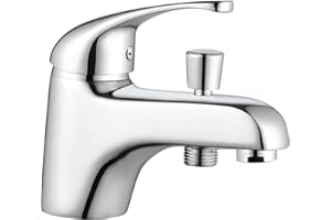 Edouard Rousseau - Mitigeur Bain-Douche CARDIFF Monotrou - Chromé - Débit 28 L/min - Économie d’Eau Éco-Stop - Bec avec Inverseur