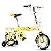 Produktbild Kinder Faltrad, 12-14-16-20 Zoll Jungen und Mädchen Schüler Fahrrad 6-8-10-12 Jahre alt Kinderwagen ( Farbe : Yellow-B , größe : 12 inch )