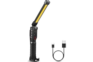 KEPEAK Lampe de travail LED rechargeable Lampe de poche d'atelier COB Lampes d'inspection avec aimant et crochet pour réparation de voiture, atelier, lampe d'urgence, camping et urgence