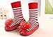 Moolecole Baby Boy Girl Toddlers Kids Indoor Slippers Shoe Socks Moccasins ANTI Skid Red Strawberry Cute Floor Stocking 16cm
