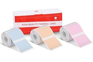 Phomemo 3 rotoli etichette autoadesive multifunzione per indirizzi, 40 x 30 mm, per stampante di etichette Phomemo M110 M200 M120 M220 M221, rotolo con 230 etichette, colore rosa chiaro, azzurro, kaki