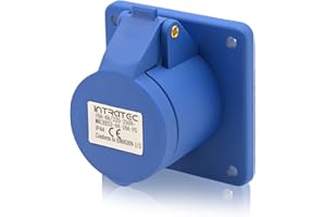 INTRATEC 100% SHOPPING Intratec presa da incasso diritta CEE 16A 230V 3 poli IP44 6h blu/grigio IEC60309, uso industriale