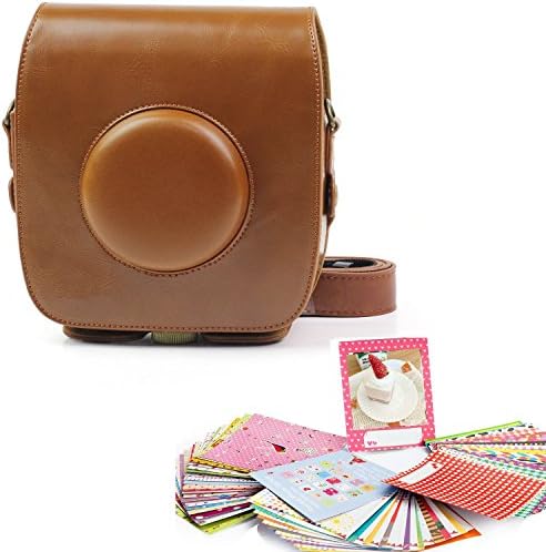 Tophousse Camera Case bag for Fujifilm Instax SQUARE SQ10 Hybrid Instant Camera +60PCS photos stickers (brown)