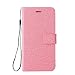 Produktbild DENDICO Moto Z2 Play Hülle, Flip Brieftasche Tasche Handyhülle mit Standfunktion und Kartenfach, Magnetverschluss Leinwand Wallet Etui TPU Schutzhülle für Moto Z2 Play - Pink