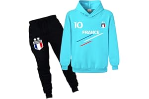 Forlcool Ensemble deux pièces sweat à capuche et pantalon de sport de football pour enfants France 2 étoiles