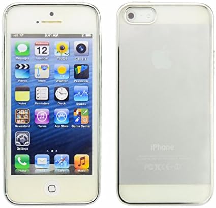 Device Fun - Ultra Thin 0.3mm Chrome Plated TPU Gel Case Skin Cover with Screen Protector(Silver ,For iPhone 5/5S/SE )