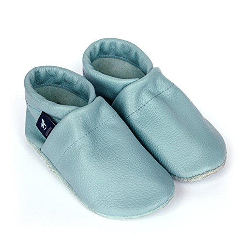 pantau.eu Kinder Lederpuschen Krabbelschuhe Babyschuhe Lauflernschuhe Unifarben - 2