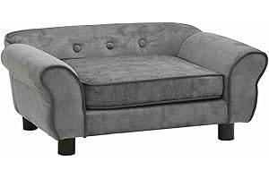 vidaXL Canapé pour Chien Gris Foncé 72x45x30 cm Peluche Sofa Chats Animaux