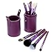 Abody 12pcs Makeup Brush Set Cosmetic Brush Kit Wooden Makeup Tool with Cup Leather Holder Case (Purple)