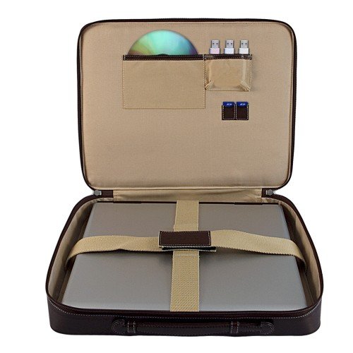 Luxus Multifunktions Laptoptasche und Sleeve aus Leder für Netbooks bis (12,1 Zoll). Lapster Equinox. 25x22x6 - 3
