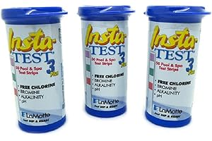 LaMotte 3-Way Insta Test Strips Plus for Swimming Pool & Hot Tub Spa - Chlorine or Bromine, pH and Total Alkalinity 3 x 50