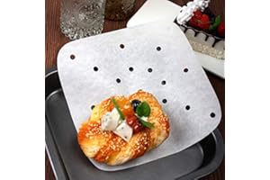 RUIYWEN 100 Fogli di Carta Quadrata con Fori Carta da Forno Antiaderente per Cottura a Vapore Steam per Friggitrice ad Aria (20cm)