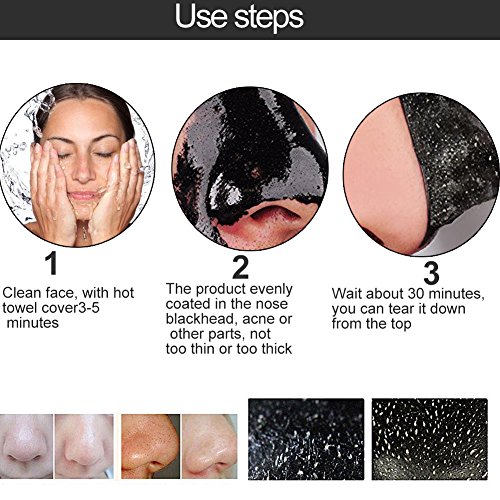 Gesichtsmaske Schwarz, Reinigungsmaske Black Head Mud Mask Mitesser Maske Tiefenreinigung Mitesser Akne Entferner Peel off Maske Bamboo charcoal Pore Acne Peel Purifying Black Head Peel off Maske anti Akne, Reinigungsmaske Mitesser Akne Öl-Kontrolle (60g) - 4