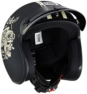 Studds JETSTAR Classic D5 Flying Ace's Open Face Helmet (Matt Black, M)