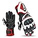 Price comparison product image JET Motorcycle Motorbike Gloves Premium Full Leather Gauntlet Race Hard Knuckle Gloves (L, Red)