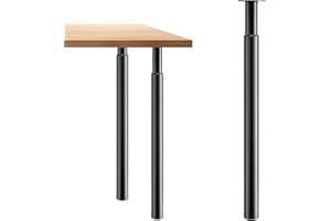 CROWNSHOP Table Legs, Adjustable Metal Breakfast Bar Leg, 71-110 cm Height, 60 mm Diameter, Folding Design for Kitchen Worktop, Dining Table (Black, 1PCS)