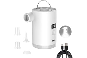 TIAZHAN Electric Air Pump, 4000mAh Electric Pump with 4 Nozzles, Inflator Deflator USB Rechargeable Lighting, Quick-Fill Portable Mini Air Pump for Air Bed Camping Mattress Inflatables Paddling Pool Toys