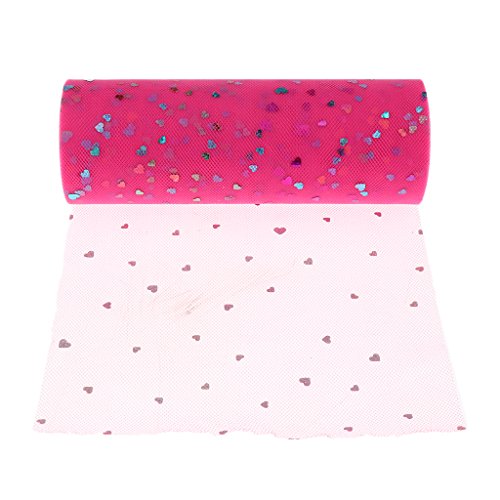 6 Zoll x 25yd Pailletten Tuellstoff Rolle Tuell Deko Tischband Hochzeit Dekoration Rosa - 5