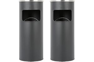 RELOVE Poubelle, 30 L Poubelle sur pied en acier inoxydable avec seau intérieur, Poubelle, poubelle sur pied, extérieur, bureau, hôtel et jardin(Noir-2pcs (25 * 25 * 60cm))