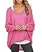 Produktbild hippolo Damen Sexy Casual Herbst übergroßen Baggy Schulterfrei Langarm Tops Bluse T-Shirt rose 2XL