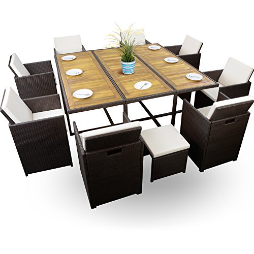 26tlg. Polyrattan Sitzgruppe braun Würfelsystem Gartenmöbel Set 8
