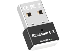 GUMROX USB Bluetooth 5.3 Dongle Adapter PC - Bluetooth Stick, Low Latency, Plug & Play, Kompatibel mit Windows 11/10/8.1/7 für Desktop, Laptop, Headset, Tastatur, Maus