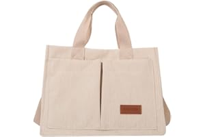 RPAEOY Tote Bag en Velours Cotelé Grand Capacité Sac Multipoches Décontractés Sacs à Bandoulière Sacs pour Shopping Voyage Travail Etudiante Plage