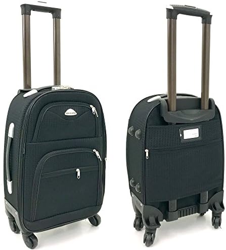 Expanding Lightweight 4 Wheel Spinner Trolley Case - Available in 4 sizes and 3 colours (19" Carry-on, Black)