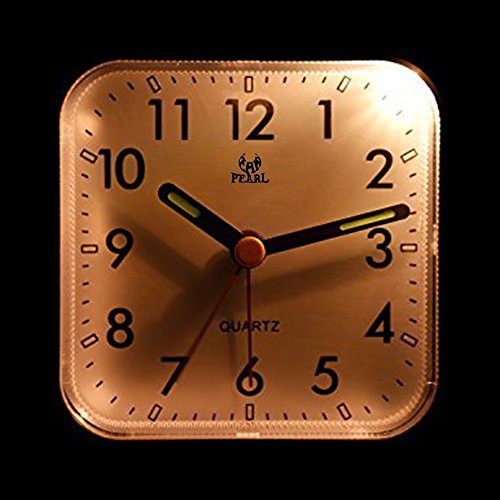 Pingenaneer 3 Zoll Kleiner Wecker Stille Glockenwecker Analog Quarzwecker Klassisch Tischuhren mit Nachtlicht, Lauter Alarm , Ohne Ticken , Schlummerfunktion , Batteriebetrieben—Weiß - 2