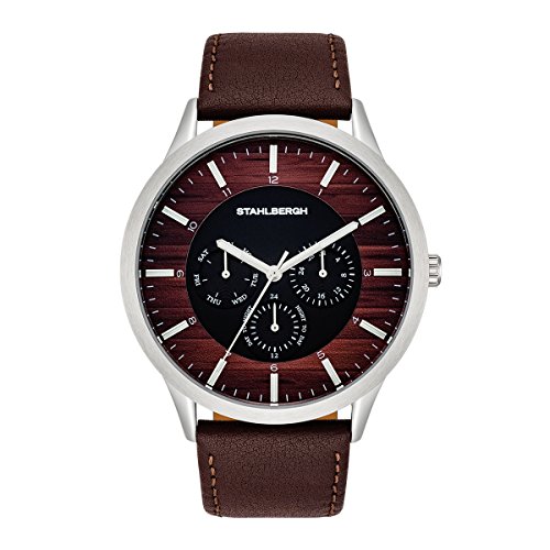 Stahlbergh Skive Herrenuhr Multifunktionsuhr Edelstahl silber/braun Przisions-Quarzwerk 5 ATM Lederarmband - Multifunktionen mit Datum/Wochentag/24H-Anzeige Stahlbergh Skive Herrenuhr Multifunktionsuhr Edelstahl silber/braun Przisions-Quarzwerk 5 ATM Lederarmband - Multifunktionen mit Datum/Wochentag/24H-Anzeige