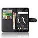 Price comparison product image Wiko Jerry 2 Case , Anzhao Premium PU Leather Wallet Flip Cover Case With KickStand and Card Slots for Wiko Jerry 2 (Black)