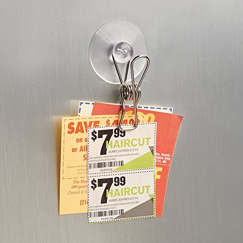 InterDesign 22410EU Aufbewahrungsclips mit Saugnapf von für Küche, Büro, Dusche – 4er Set, Poliert Edelstahl 3,99 x 11,99 x 21,89 cm - 5