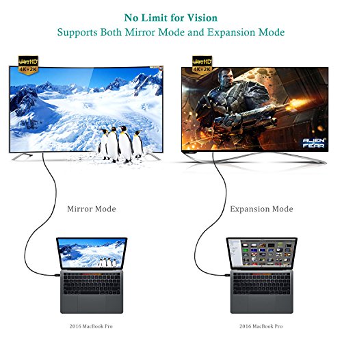 Rophie USB-C auf HDMI Kabel(1.8M) USB 3.1 Typ C zu HDMI Kabel, HD 3840×2160 (4k), (Thunderbolt 3 kompatibel)für MacBook Pro, MacBook 12 „(2015/2016), ChromeBook Pixel, Huawei MateBook und andere - 5