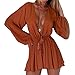 Produktbild Ladies Jumpsuit VENMO Frauen Langarm V-Ausschnitt Spielanzug Bodycon Party Hose Overall (Brown, L)