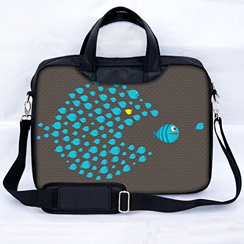 Sidorenko® Notebooktasche Laptoptasche für 15-15,6 " Zoll ( 38,1-39,6 cm ) mit zwei Innentaschen für Zubehör / Vorder - Rückseite bedruckt
