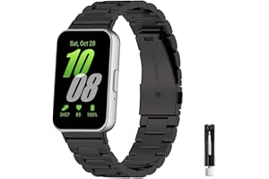 Jtffjsy compatible with Samsung Galaxy Fit 3 Straps metal SM-R390 for women men,Solid Stainless Steel metal replacement band straps