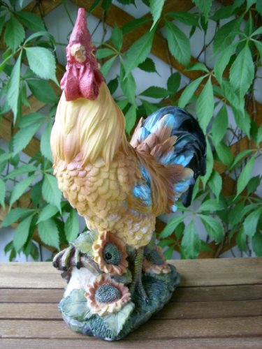 Gartenfigur Gartenskulptur Hahn mit Bewegungsmelder 29cm - 3
