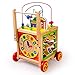 Produktbild HH Lauflernwagen aus Holz für Babys ab 1 Jahr | Spielzeug 6 in 1 | Lauflernhilfe Kinder Gehhilfe | Walker Motorikwürfel mit Uhr, Formerkennung, Abakus, Labyrinth | Lernwürfel